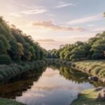 Une belle scène naturelle au lever du soleil, où la lumière dorée se répand doucement sur un chemin sinueux bordé d'arbres verdoyants. Au premier plan, un carnet ouvert repose sur une pierre, avec une plume à côté. Les pages sont légèrement tournées par le vent, révélant une citation inspirante écrite à la main. En arrière-plan, un ciel pastel mélange des teintes roses, oranges et bleues, symbolisant l'espoir et de nouvelles beginnings. Cette image évoque le calme, la réflexion et l'inspiration, parfaits pour accompagner un article sur la sagesse et le développement personnel.